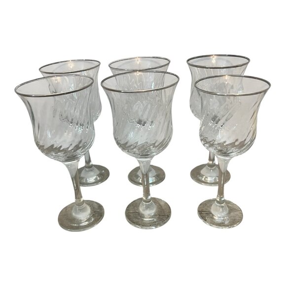 6 Crystal Clear Industries Regent Gold Swirl Wine, Water Glasses Set See Descrip - Picture 1 of 7